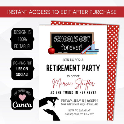 school's out forever teacher retirement invitation