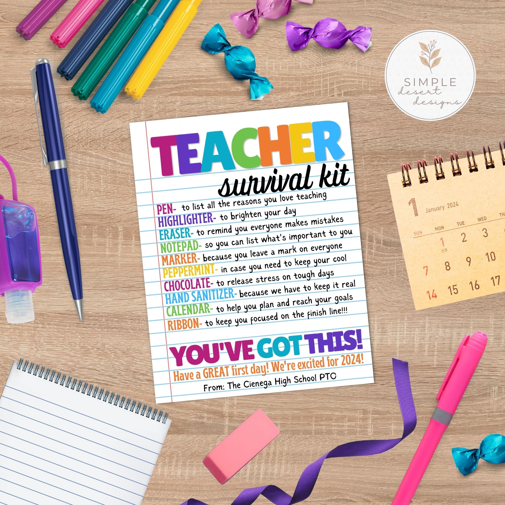 teacher appreciation tag template with colorful school-themed design