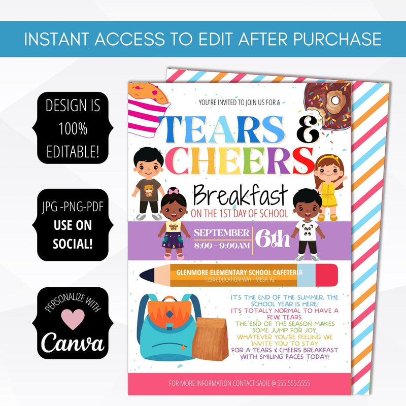 principal administrator first day of school printable parent engagement breakfast invitation