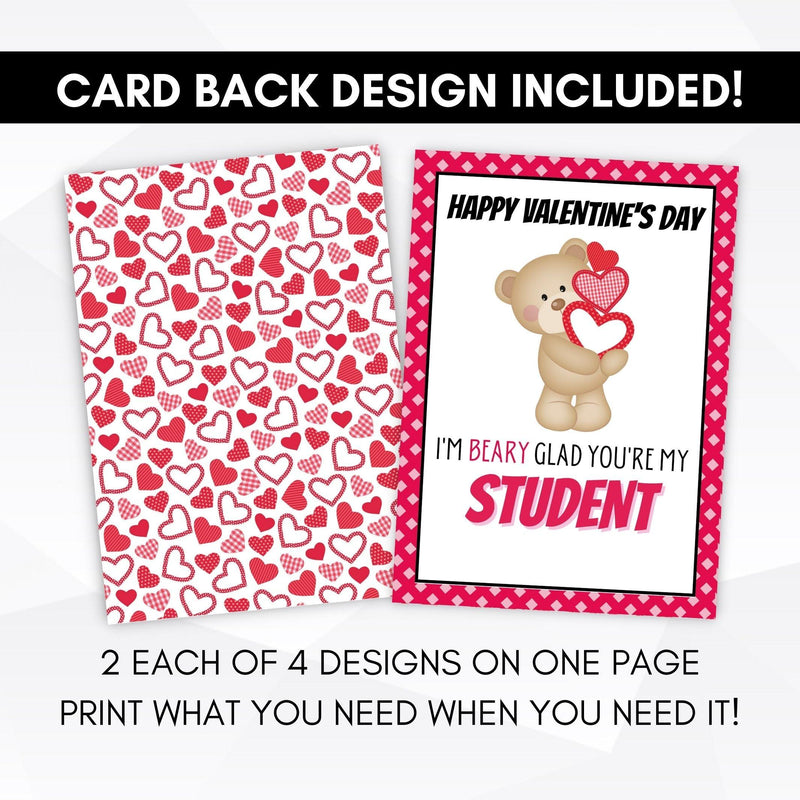 set of printable valentines cards for students