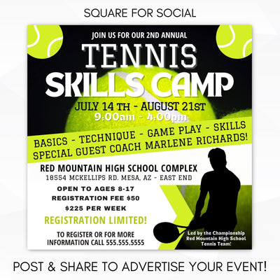 tennis club team skills after school summer camp social media marketing