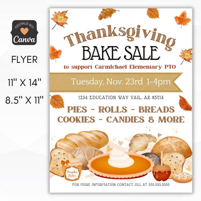 thanksgiving bake sale flyer editable template