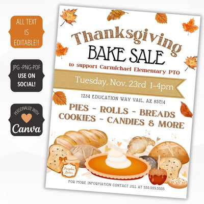 fall bake sale fundraiser flyer