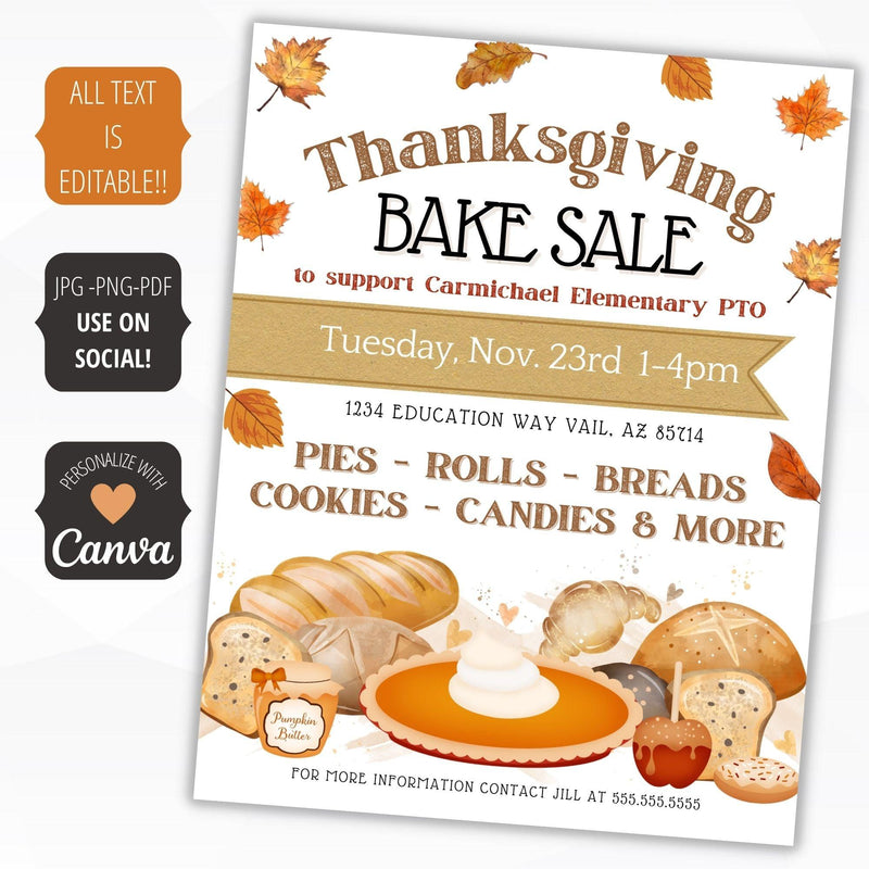 fall bake sale fundraiser flyer