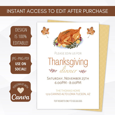 fall autumn friendsgiving printable invitation template