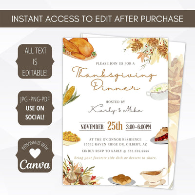 printable thanksgiving feast invitation