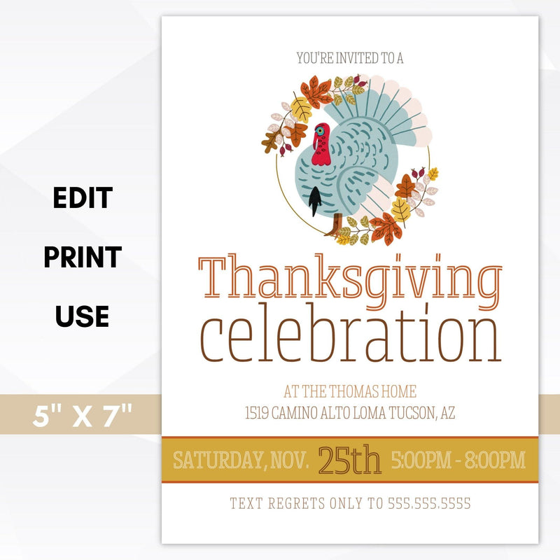 editable thanksgiving dinner invitation printable template