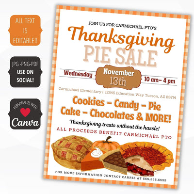thanksgiving bake sale flyer