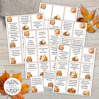 elegant thanksgiving conversation starter cards