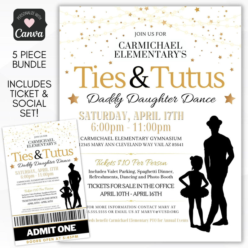 Ties and tutus daddy daughter dance flyer