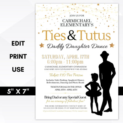 Ties and tiaras daddy daughter dance invitation