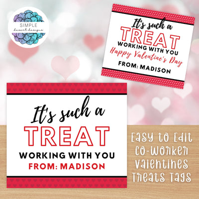 valentines for coworkers and office staff party on valentine's day for treat bags and cookies