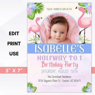 tropical flamingo party invitation