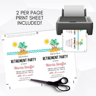 printable retirement party invitation tropical beach theme