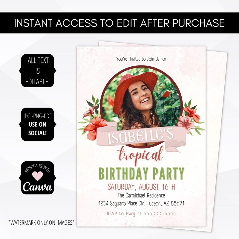 hawaiian party invite