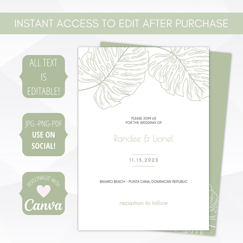 outdoor tropical wedding invitation template