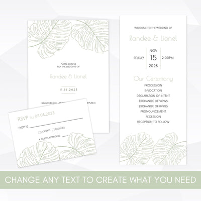 printable wedding invitation template set