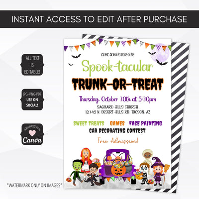 fun trunk or treat invitation that is not scary