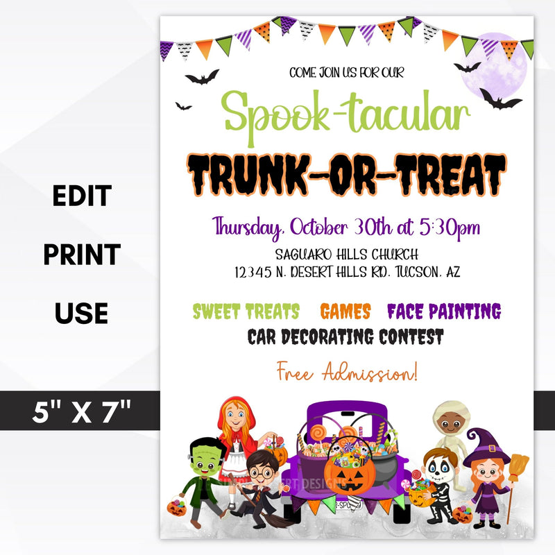 cute halloween trunk or treat invitation