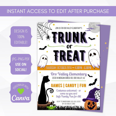 Halloween printable block party invitation template