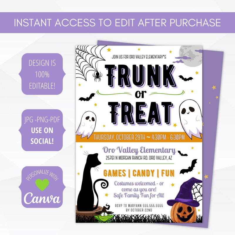 Halloween printable block party invitation template