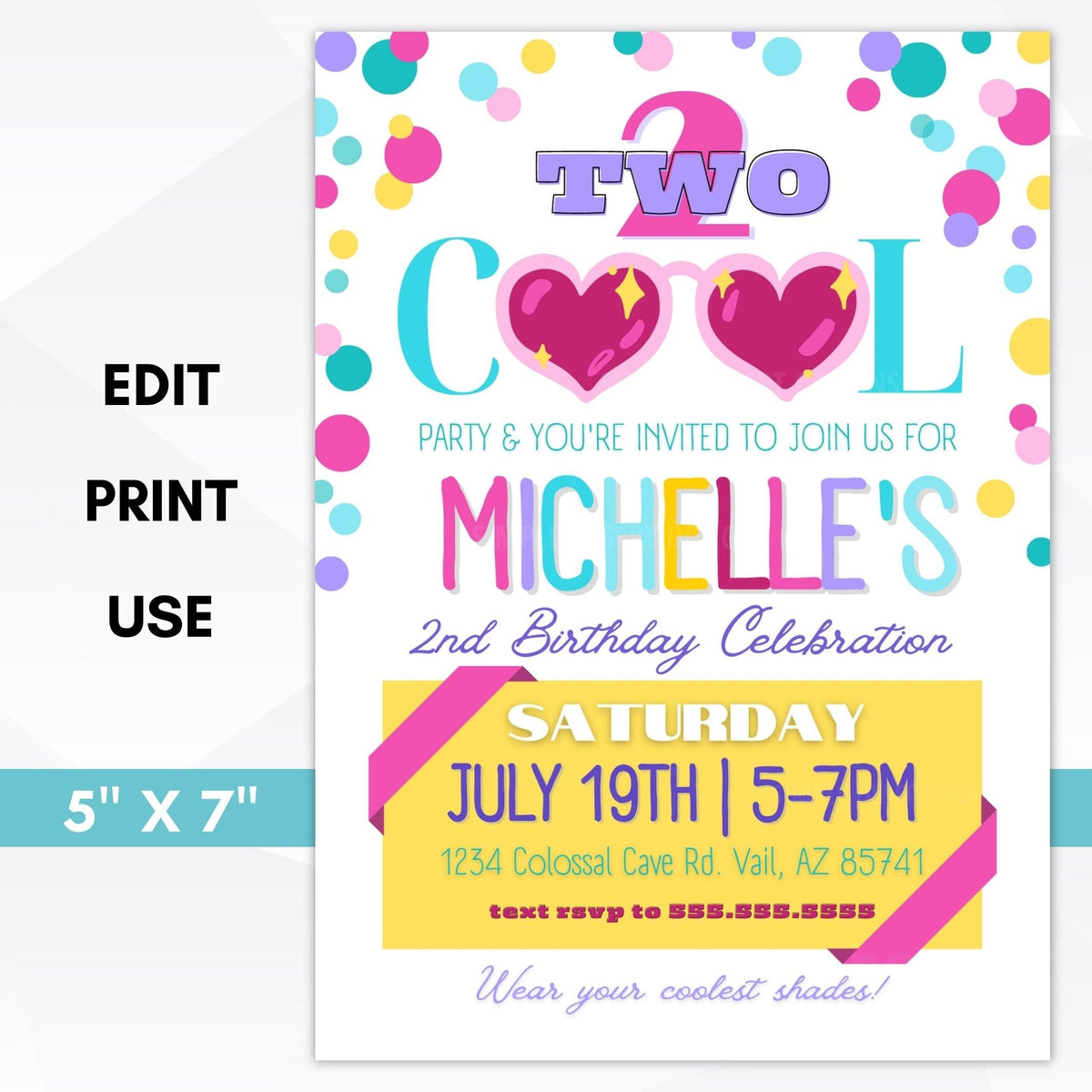 Two Cool Birthday Invitation Template - Simple Desert Designs