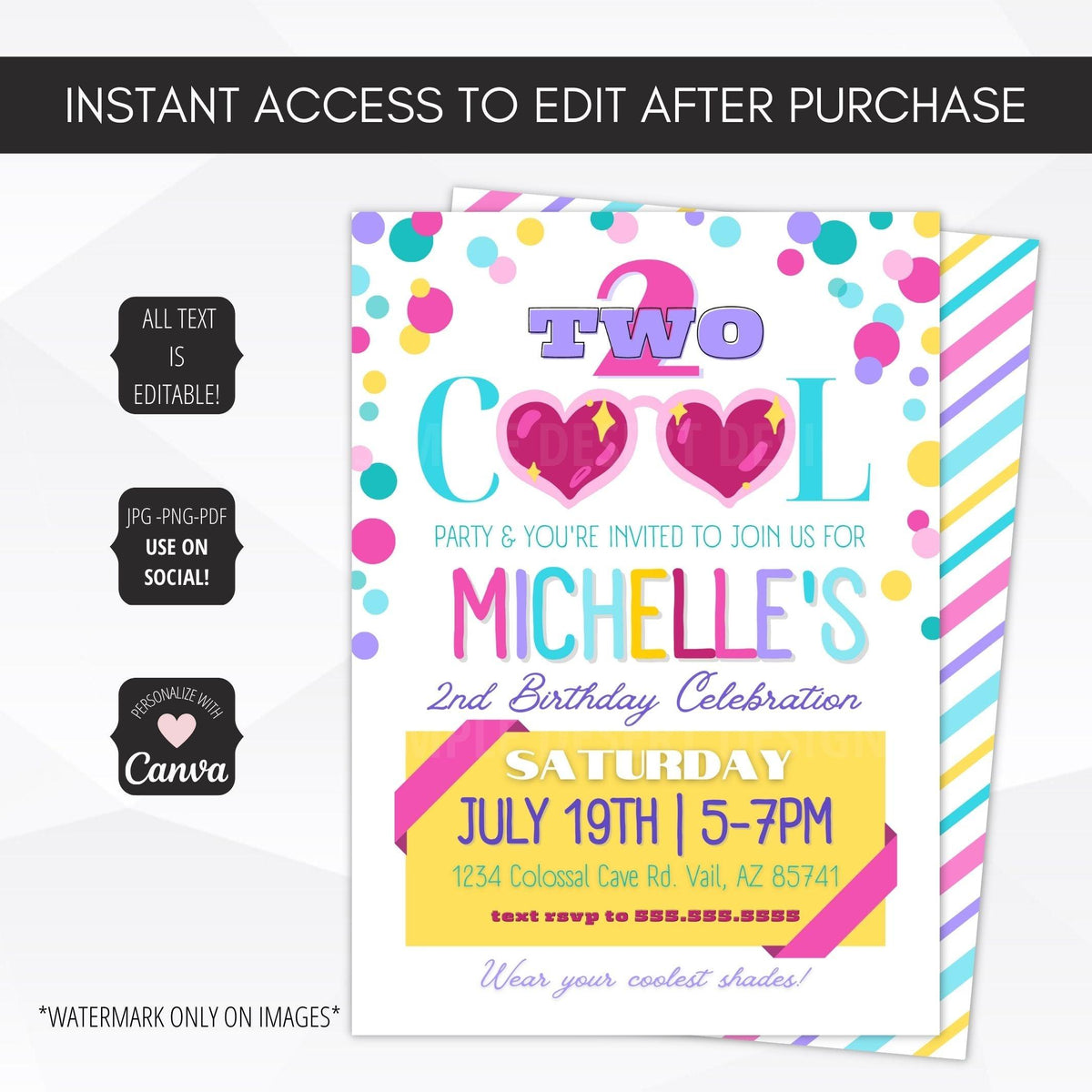 Two Cool Birthday Invitation Template - Simple Desert Designs