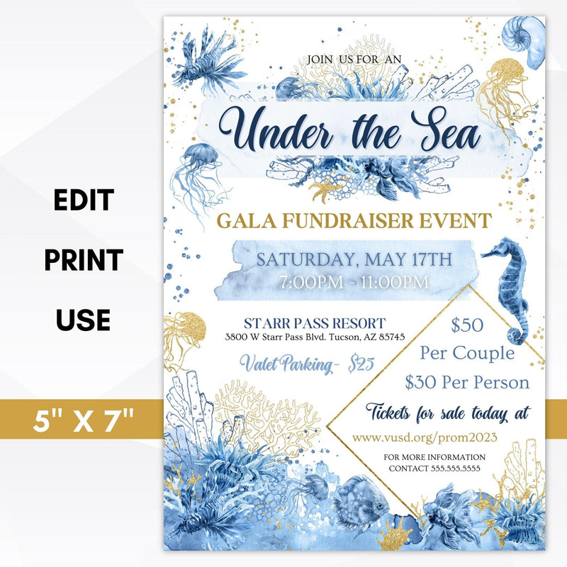 Under the sea charity gala fundraiser invitation