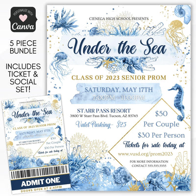 Under the sea formal dance flyer tickets