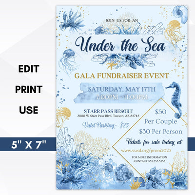 Under the Sea charity gala fundraiser invitation