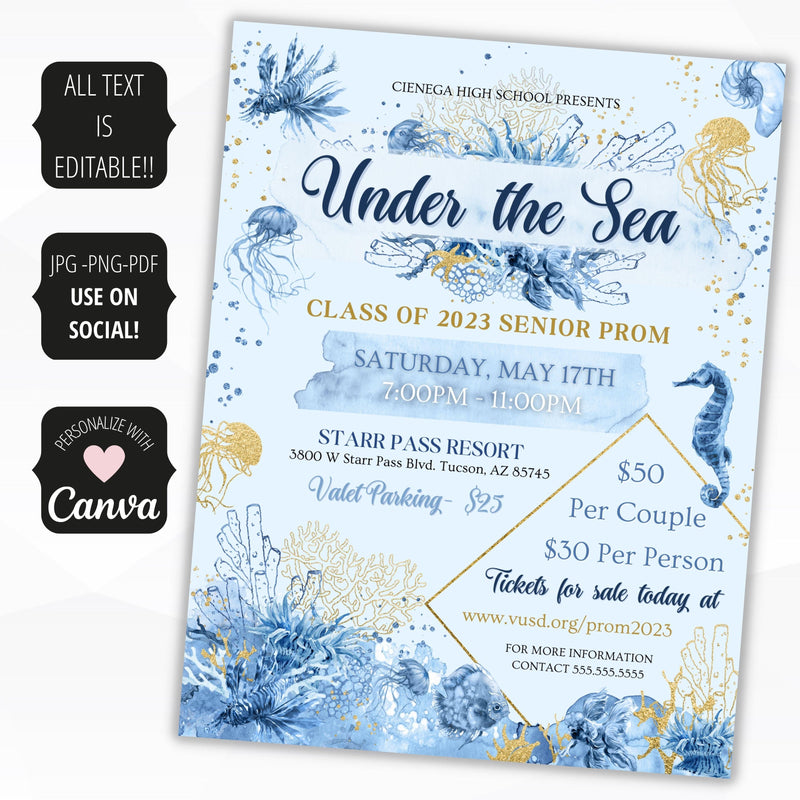 Under the Sea Prom Flyer Set – Simple Desert Designs
