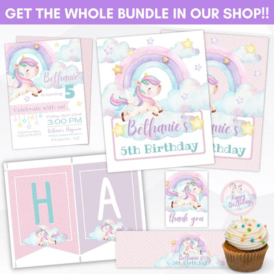 rainbow unicorn themed birthday party supplies