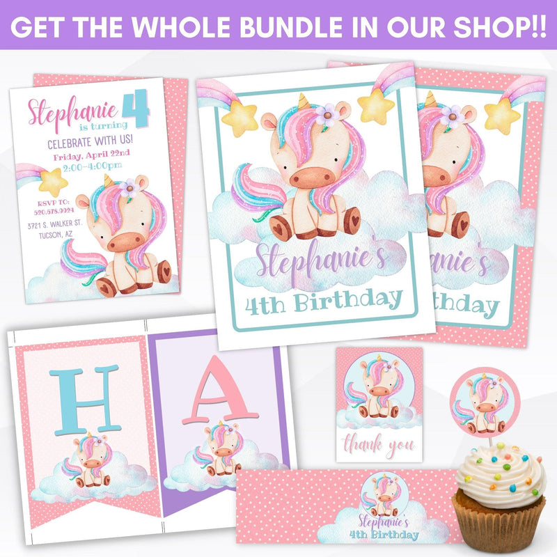rainbow unicorn themed birthday party supplies