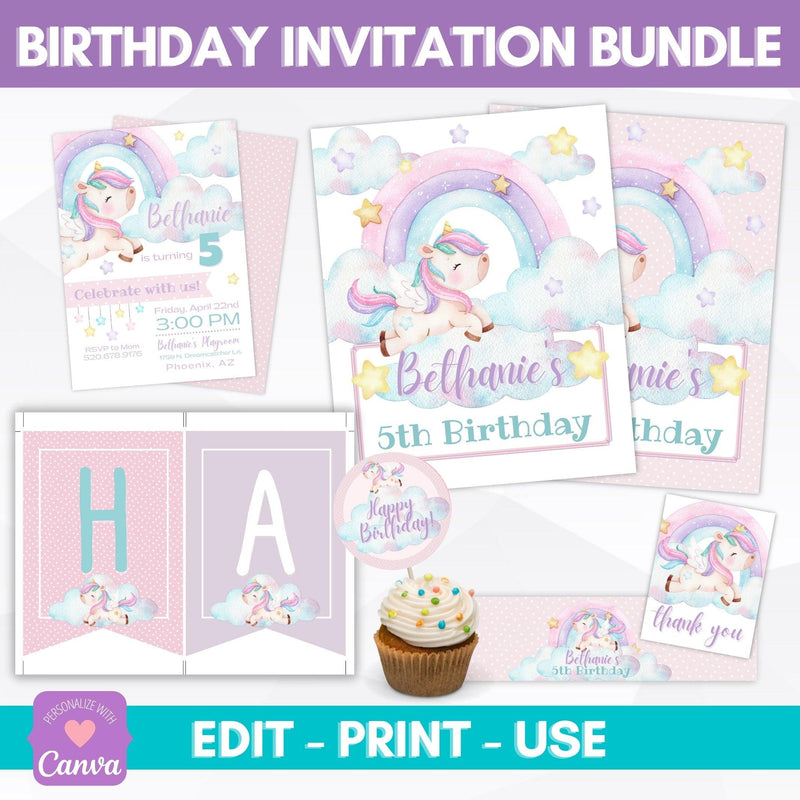 editable unicorn party decorations