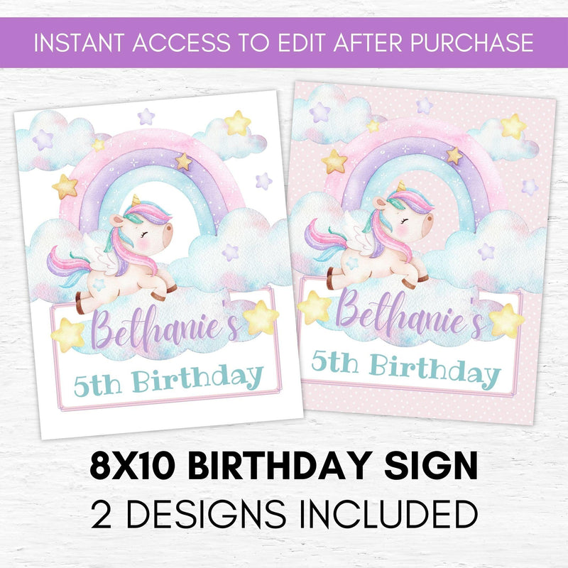 magical unicorn birthday sign template