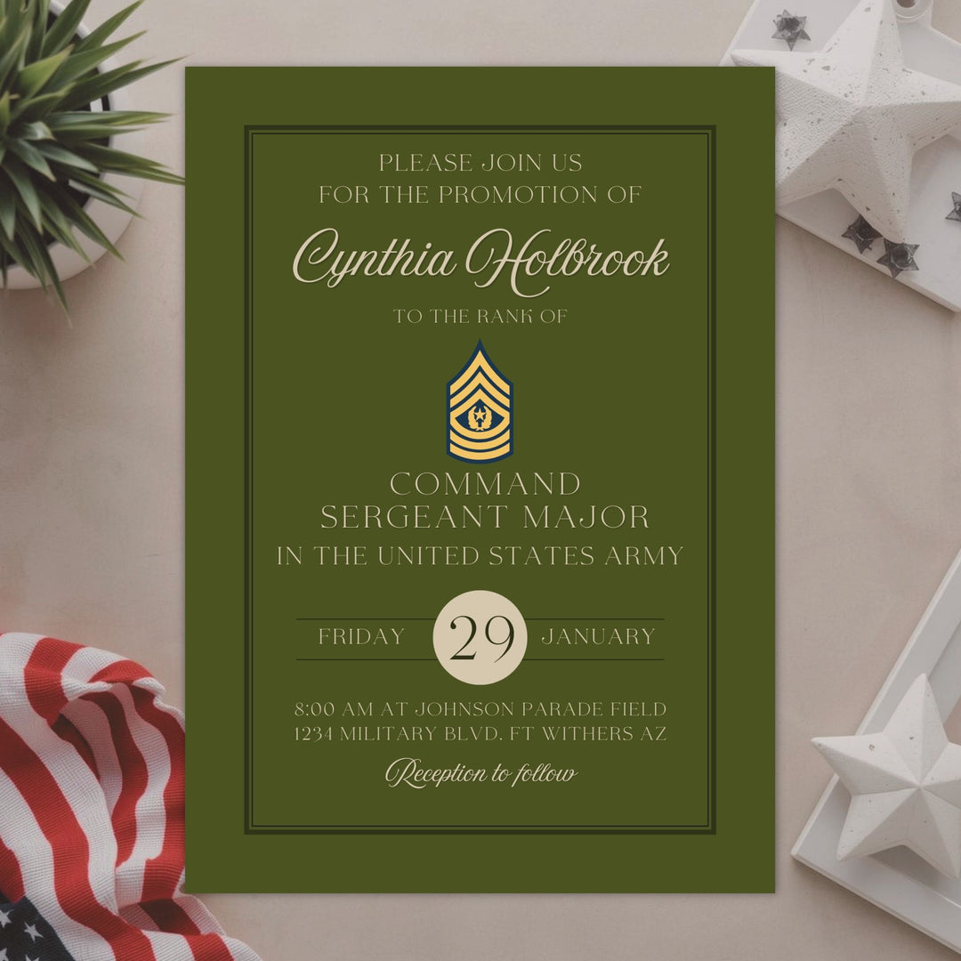 US Army Promotion Ceremony Invitation | Simple Desert Designs