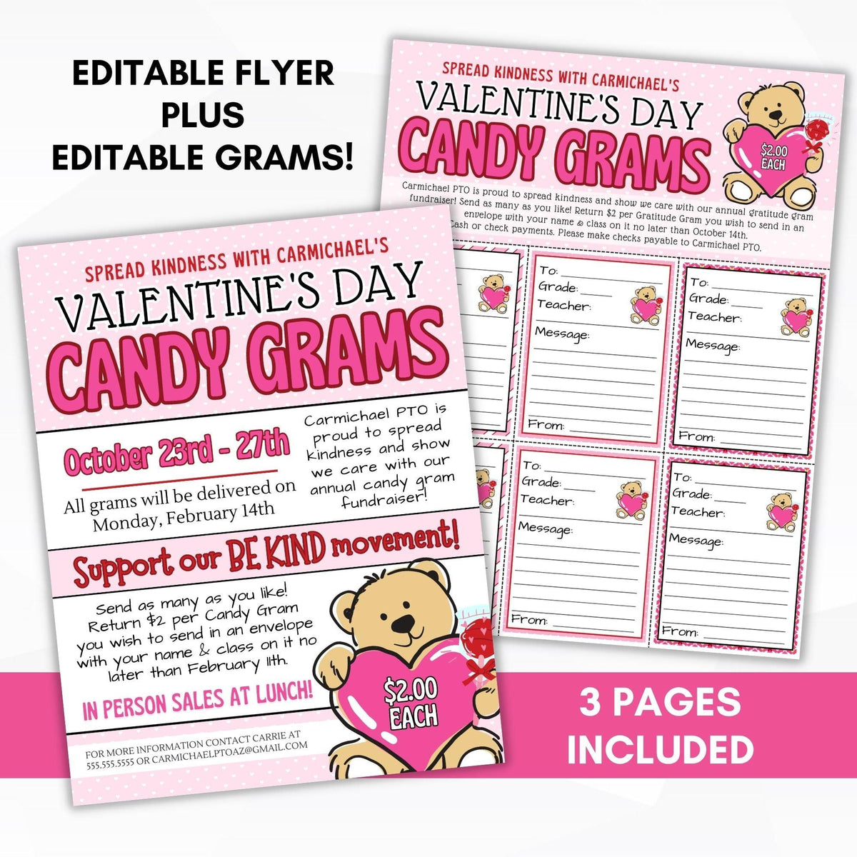 Valentine Candy Gram Flyer Set - Simple Desert Designs