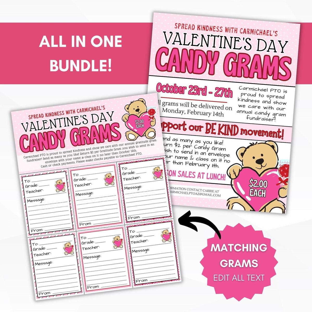 Valentine Candy Gram Flyer Set - Simple Desert Designs