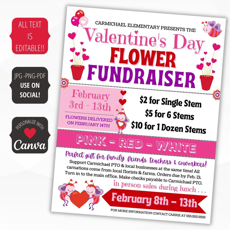 valentines flower fundraiser flyer