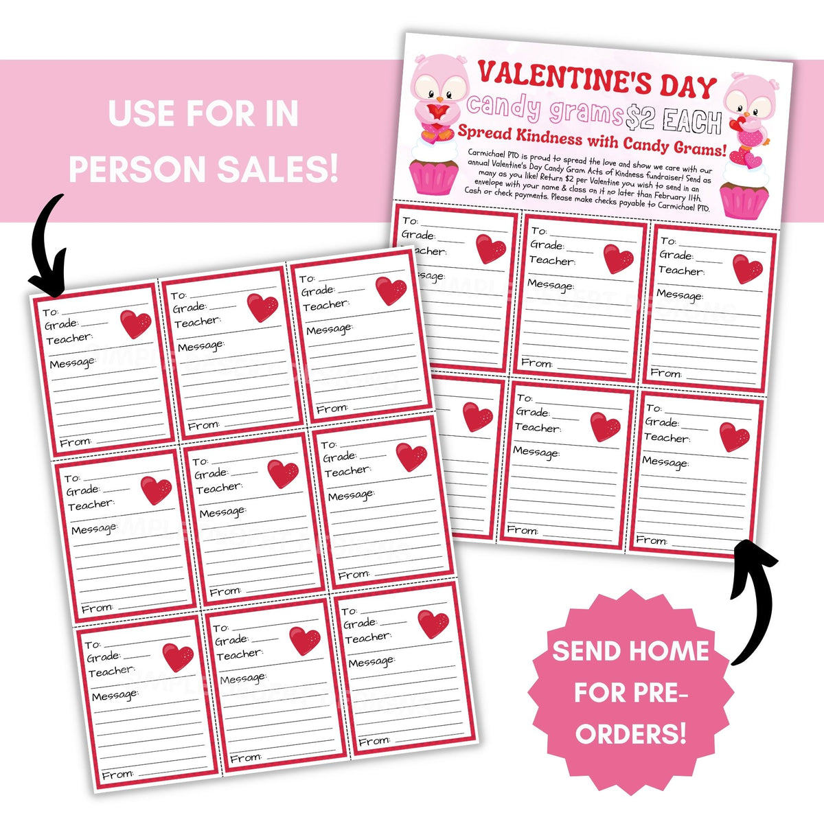 Valentine Candy Gram Fundraiser Flyer - Simple Desert Designs