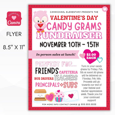 valentines candy gram fundraiser flyer