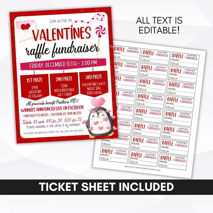 Valentines Raffle Ticket Flyer Set – Simple Desert Designs