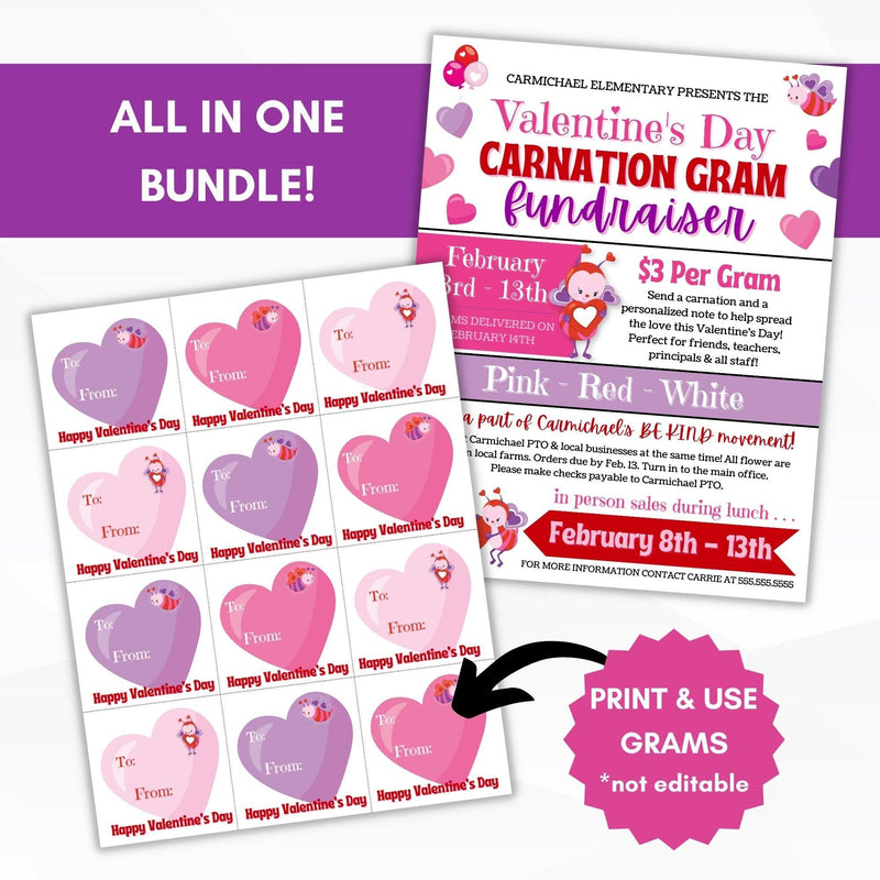 valentines carnation grams fundraiser flyer