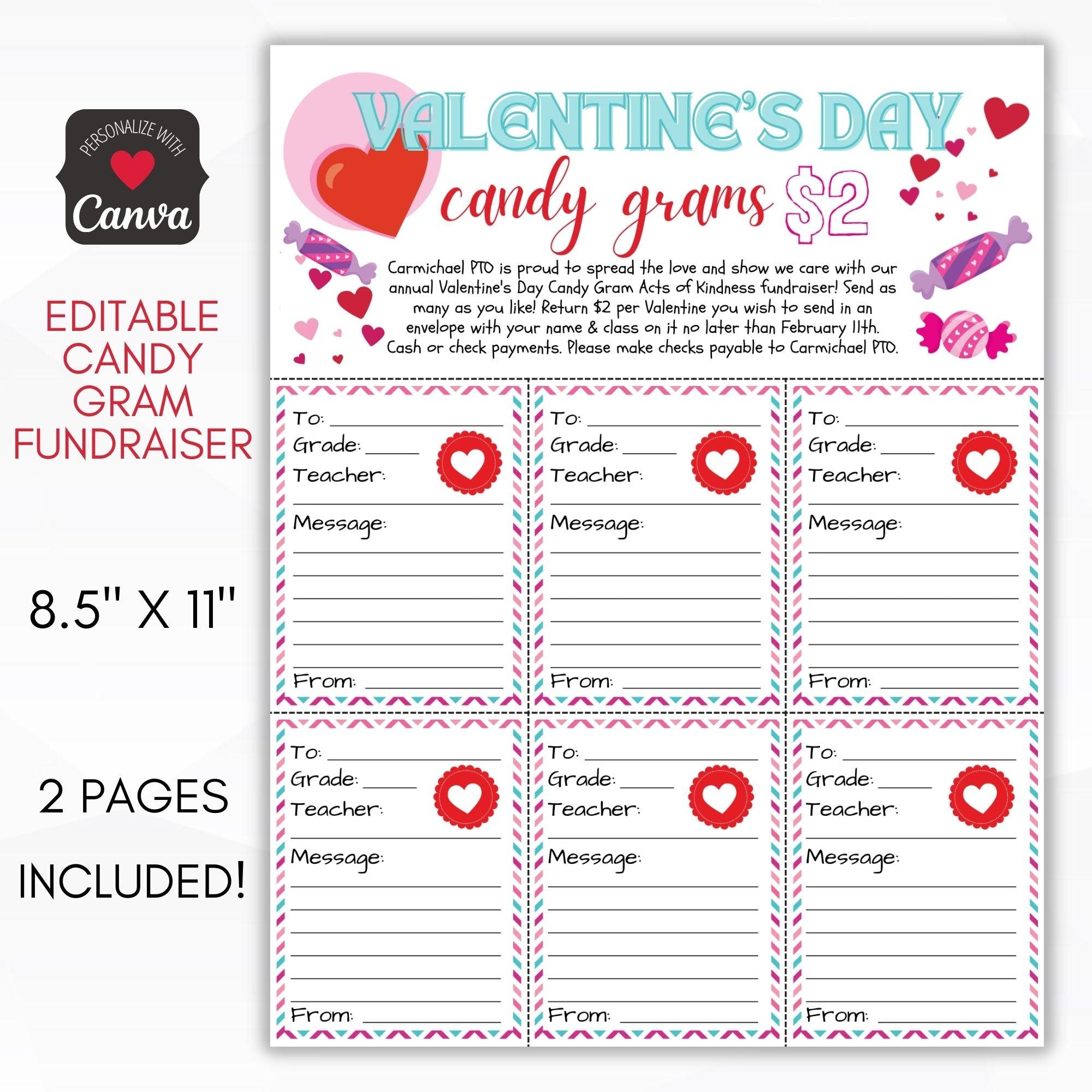 valentines day candy gram fundraiser editable