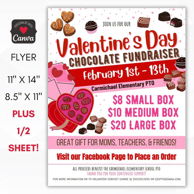 valentines chocolate fundraiser flyer template