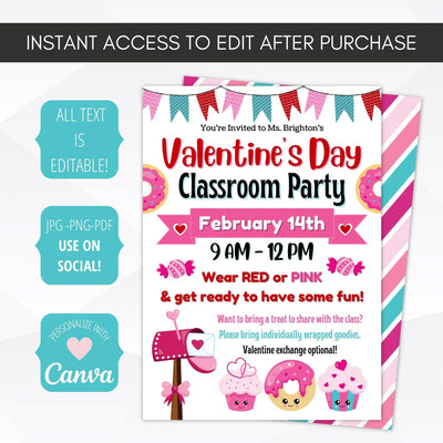 Valentine's Day classroom party invitation