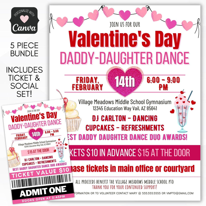 valentines themed daddy daughter dance flyer