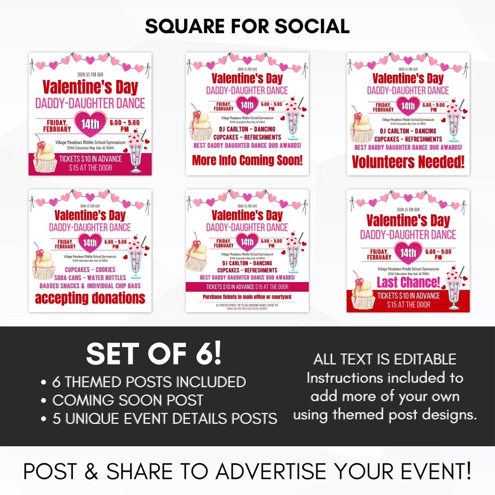 Valentine’s Dance Flyer & Ticket Bundle - Simple Desert Designs