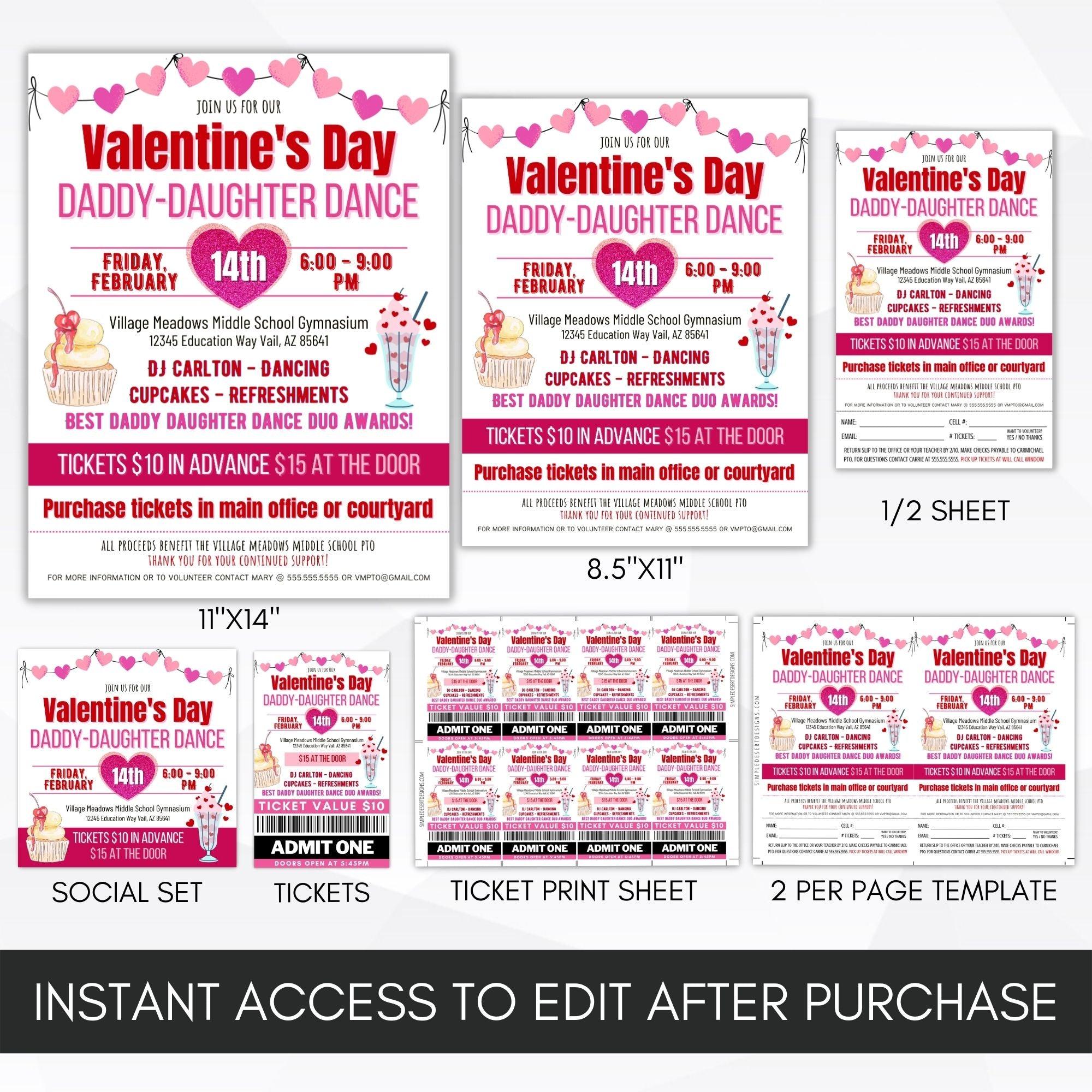 valentine's day dance theme flyer design