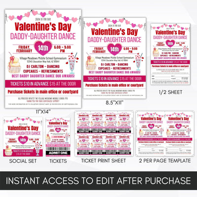 valentine's day dance theme flyer design